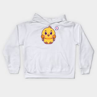 Cute Chick Holding Fried Chicken Cartoon Kids Hoodie